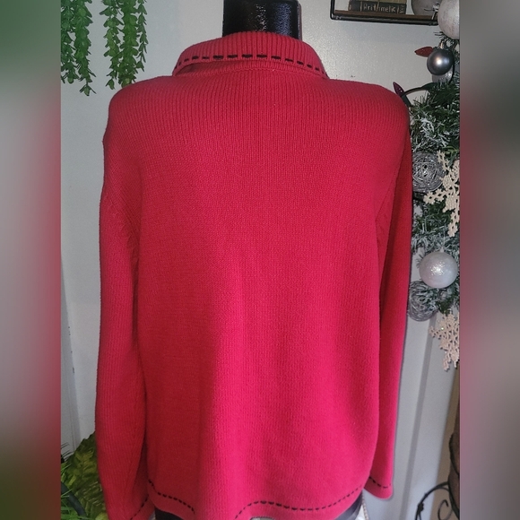 Northern Reflections Red Embroidered Sweater Cardigan XL - Picture 6 of 8